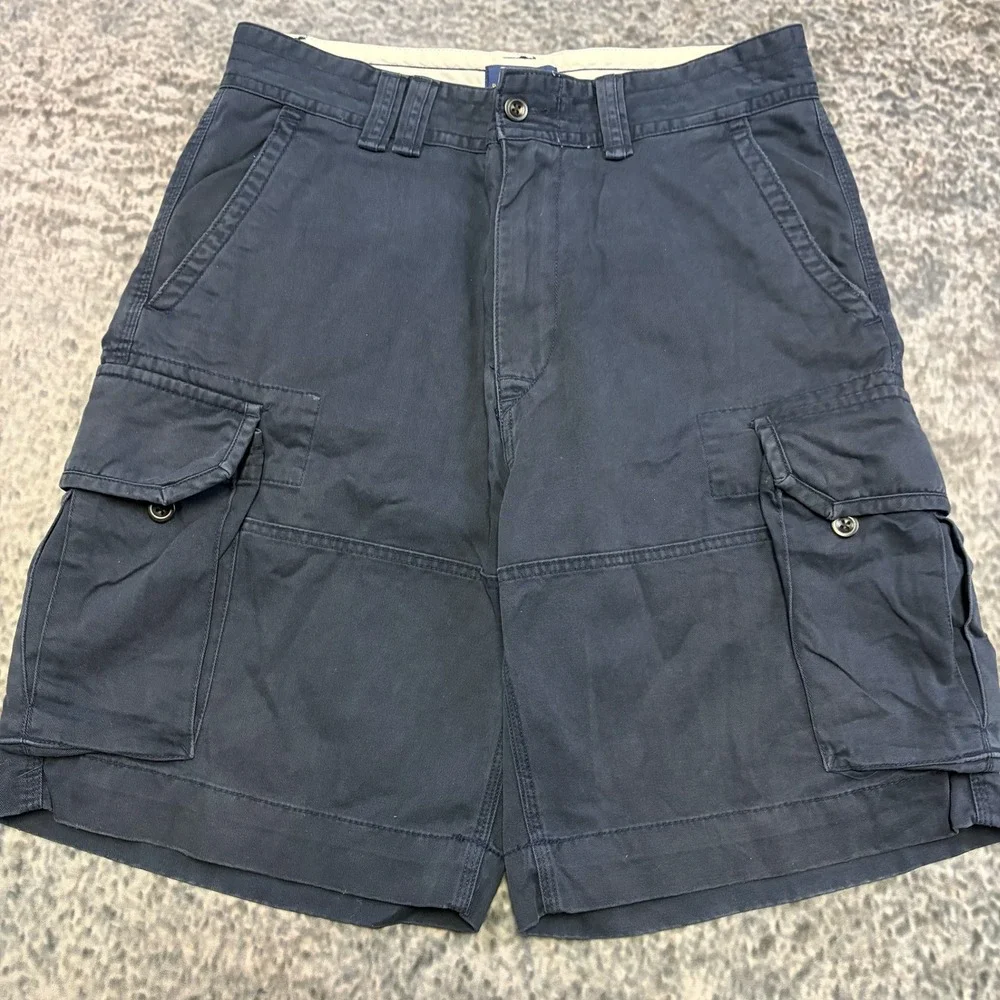 Vintage Polo Ralph Lauren Cargo Shorts Mens 33 Navy Blue Twill Classic Utility